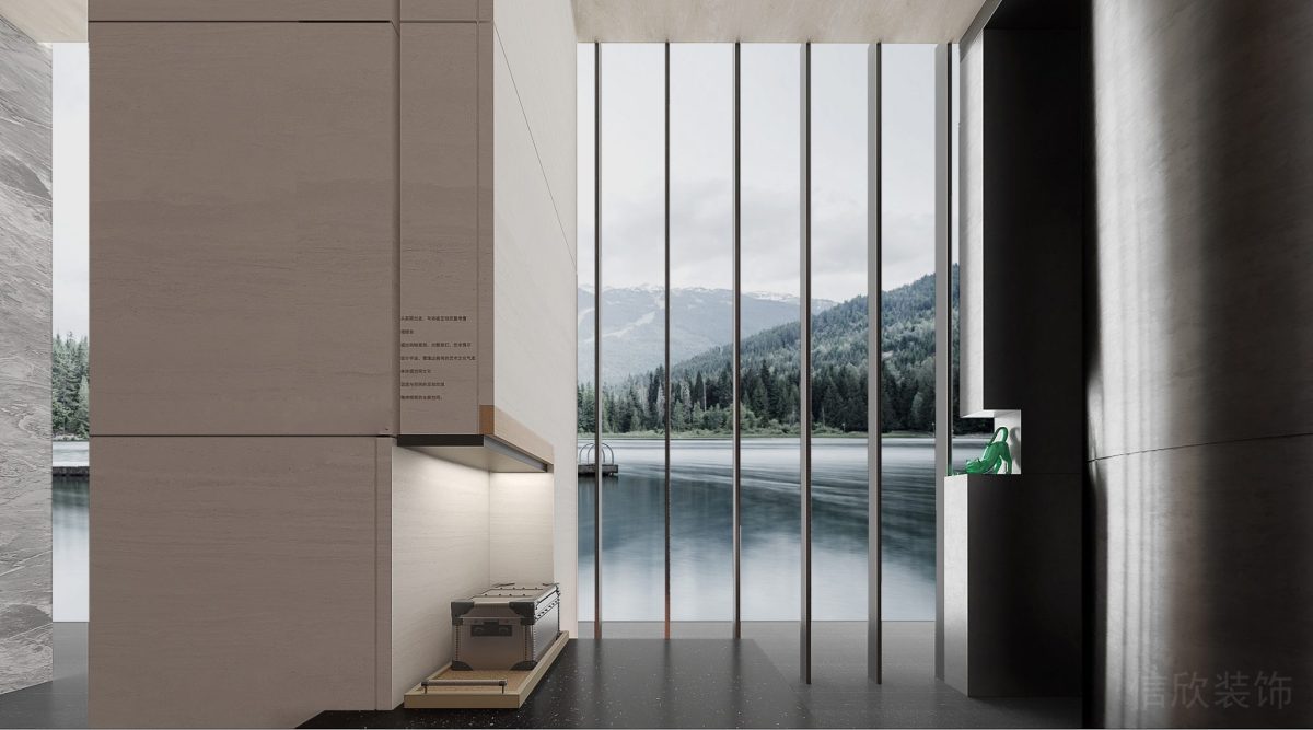 玻璃通體高度設(shè)計(jì)效果開(kāi)放式景觀過(guò)道辦公室休息區(qū)深圳工作室裝修鏤空墻體隔斷金屬墻體效果圖