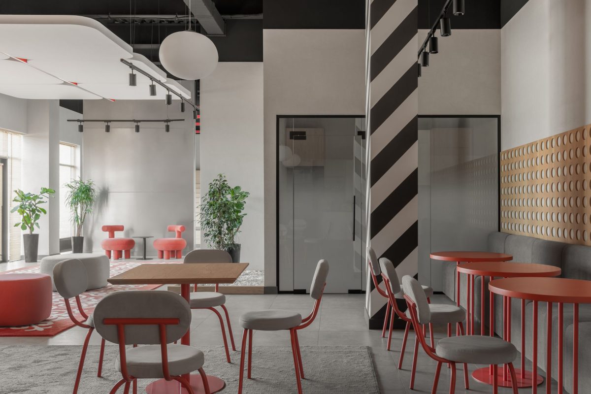 辦公室茶水區(qū)紅色餐椅