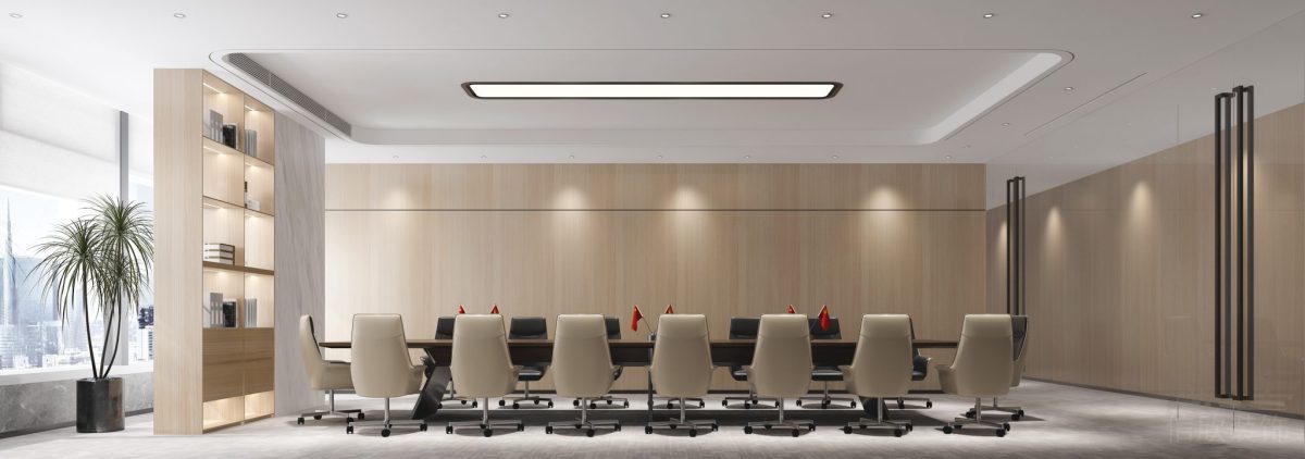 大會(huì)議室裝修木紋碳晶板墻面