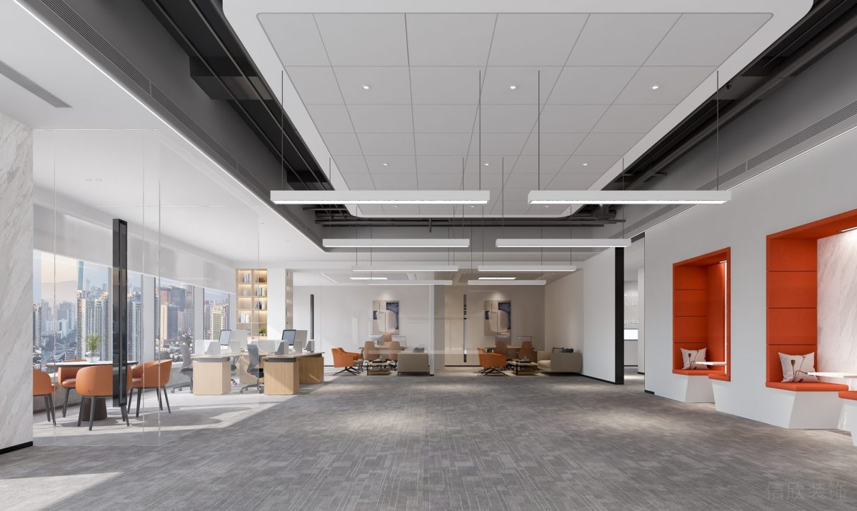 公共辦公區(qū)紅色洽談區(qū)卡位