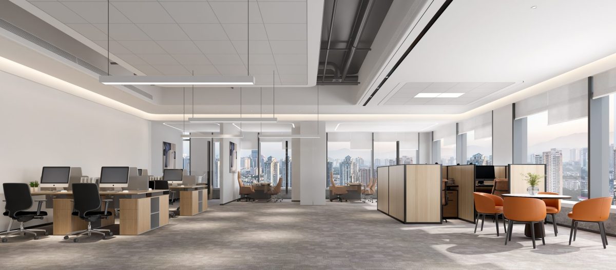 公共辦公區(qū)裝修木紋辦公臺(tái)工位