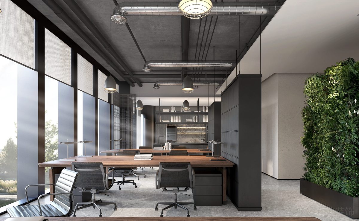 公共辦公區(qū)裝修實(shí)木辦公卡座