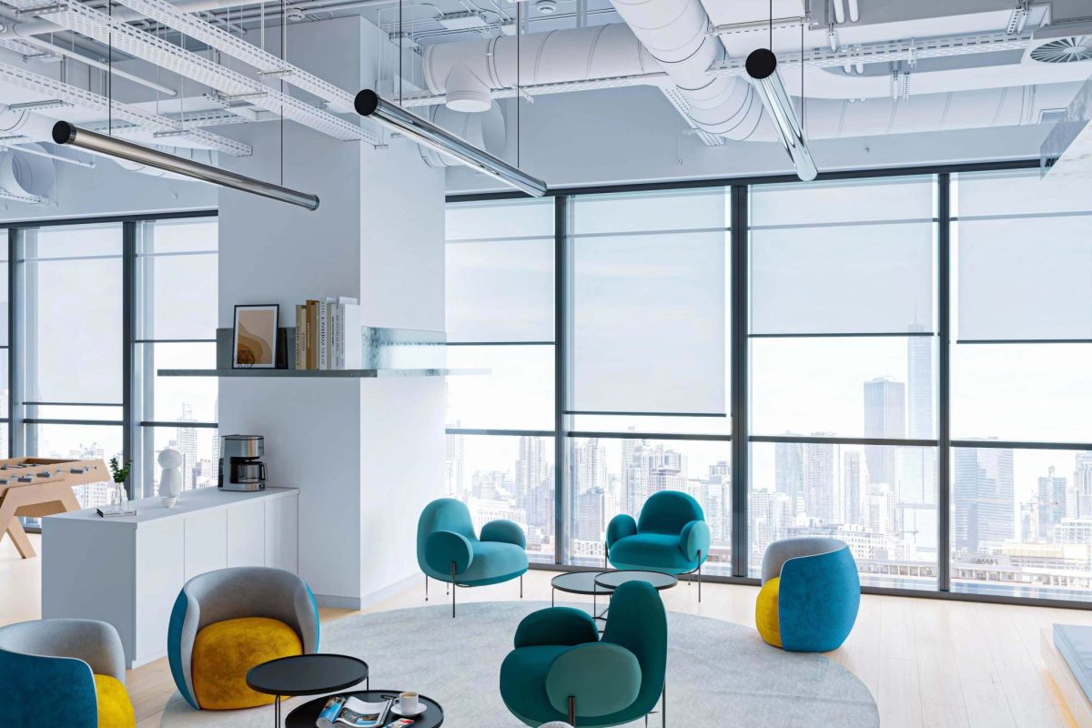 休閑區(qū)藍(lán)色的單人布藝沙發(fā)