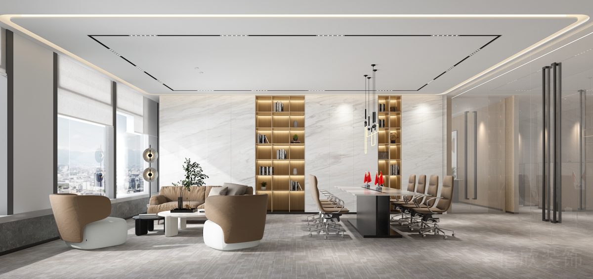 總經(jīng)理辦公室會議區(qū)米色布藝沙發(fā)